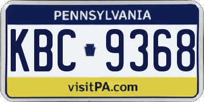 PA license plate KBC9368