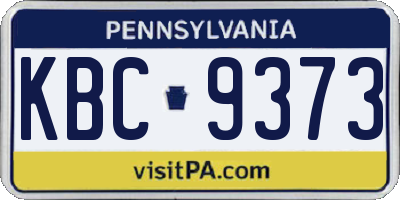 PA license plate KBC9373
