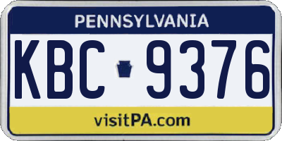 PA license plate KBC9376