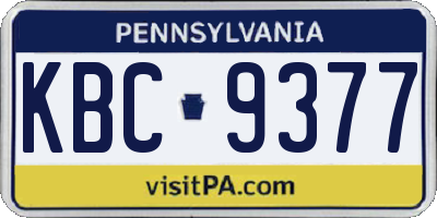 PA license plate KBC9377