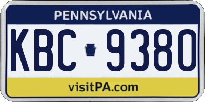 PA license plate KBC9380