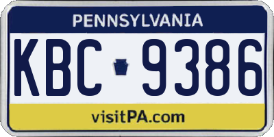 PA license plate KBC9386