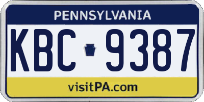 PA license plate KBC9387