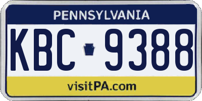 PA license plate KBC9388
