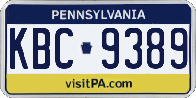 PA license plate KBC9389