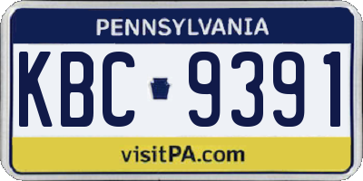 PA license plate KBC9391