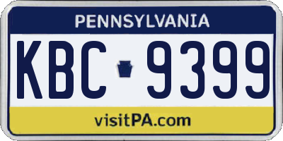 PA license plate KBC9399