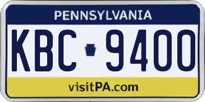 PA license plate KBC9400