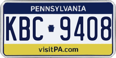 PA license plate KBC9408