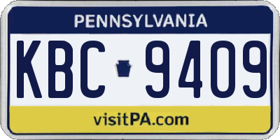 PA license plate KBC9409