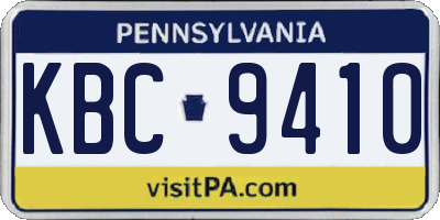 PA license plate KBC9410