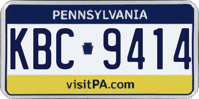PA license plate KBC9414