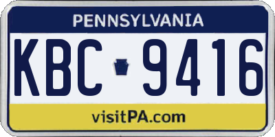 PA license plate KBC9416