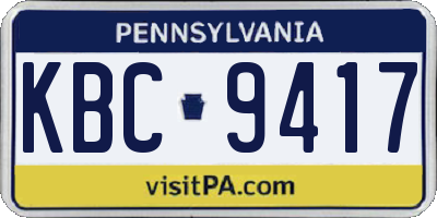 PA license plate KBC9417