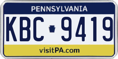 PA license plate KBC9419