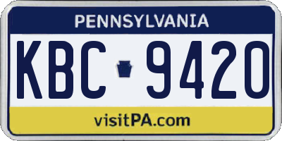 PA license plate KBC9420