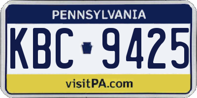 PA license plate KBC9425