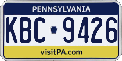 PA license plate KBC9426