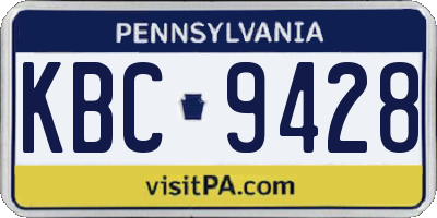 PA license plate KBC9428