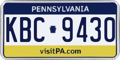 PA license plate KBC9430
