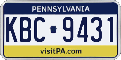 PA license plate KBC9431