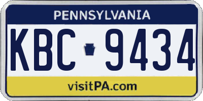 PA license plate KBC9434