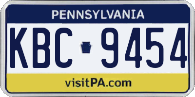 PA license plate KBC9454