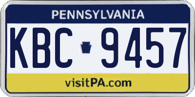 PA license plate KBC9457
