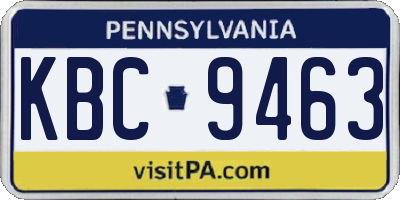 PA license plate KBC9463