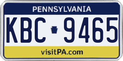 PA license plate KBC9465
