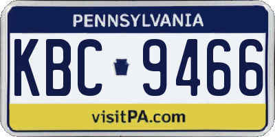 PA license plate KBC9466
