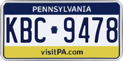 PA license plate KBC9478