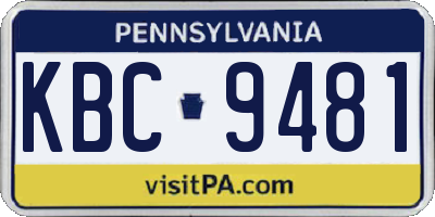 PA license plate KBC9481