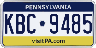 PA license plate KBC9485