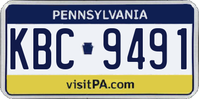 PA license plate KBC9491