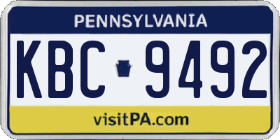 PA license plate KBC9492