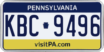 PA license plate KBC9496