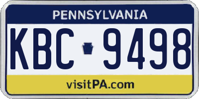 PA license plate KBC9498