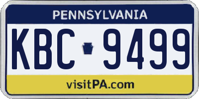 PA license plate KBC9499