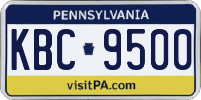 PA license plate KBC9500
