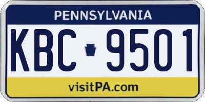PA license plate KBC9501