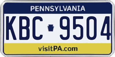 PA license plate KBC9504