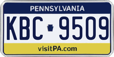 PA license plate KBC9509