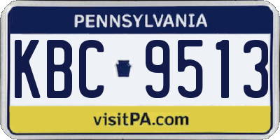 PA license plate KBC9513