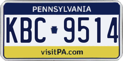 PA license plate KBC9514