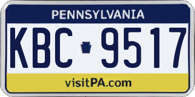 PA license plate KBC9517