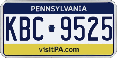 PA license plate KBC9525