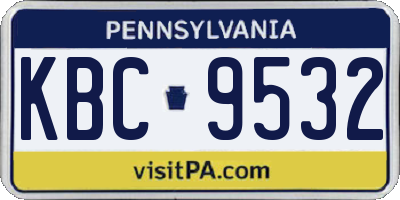 PA license plate KBC9532