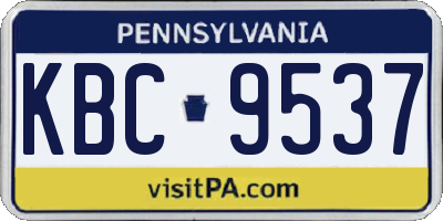 PA license plate KBC9537