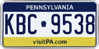 PA license plate KBC9538